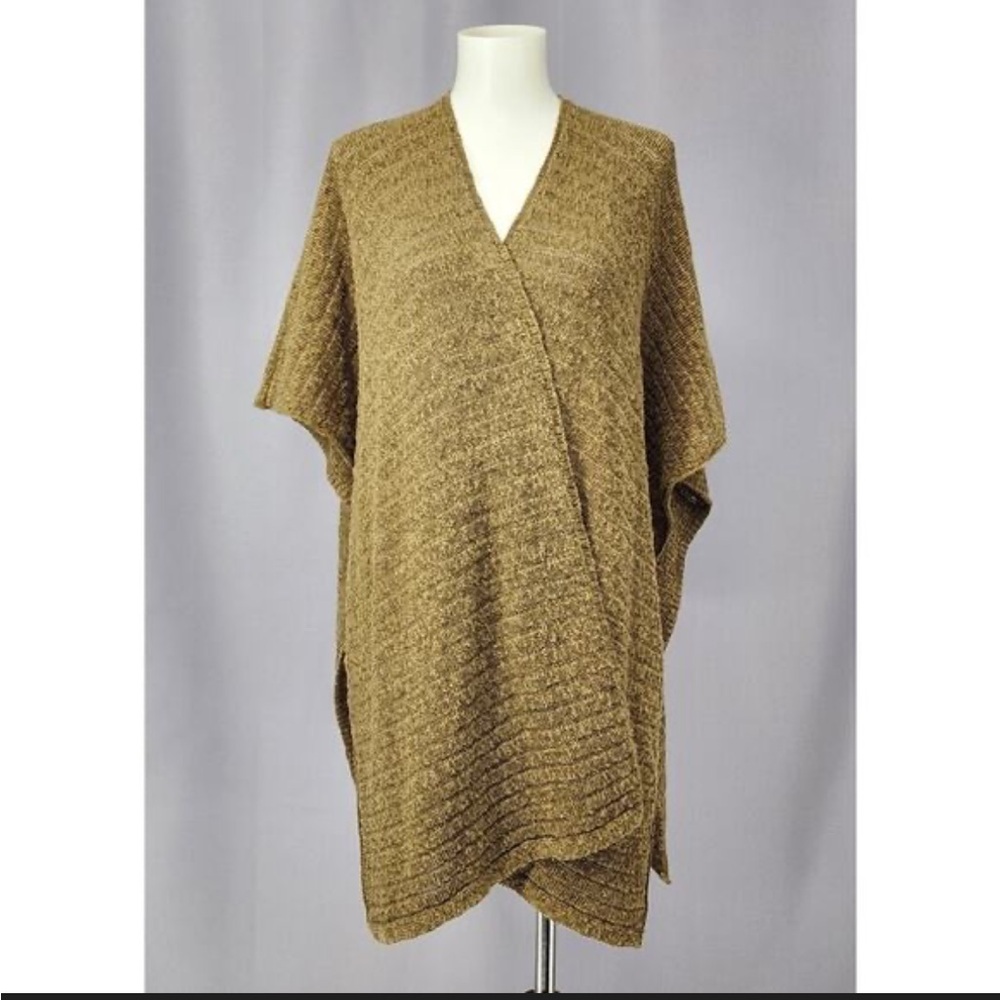 J. Jill Kimono Wrap- olive green boxy sweater with sheer knit one size